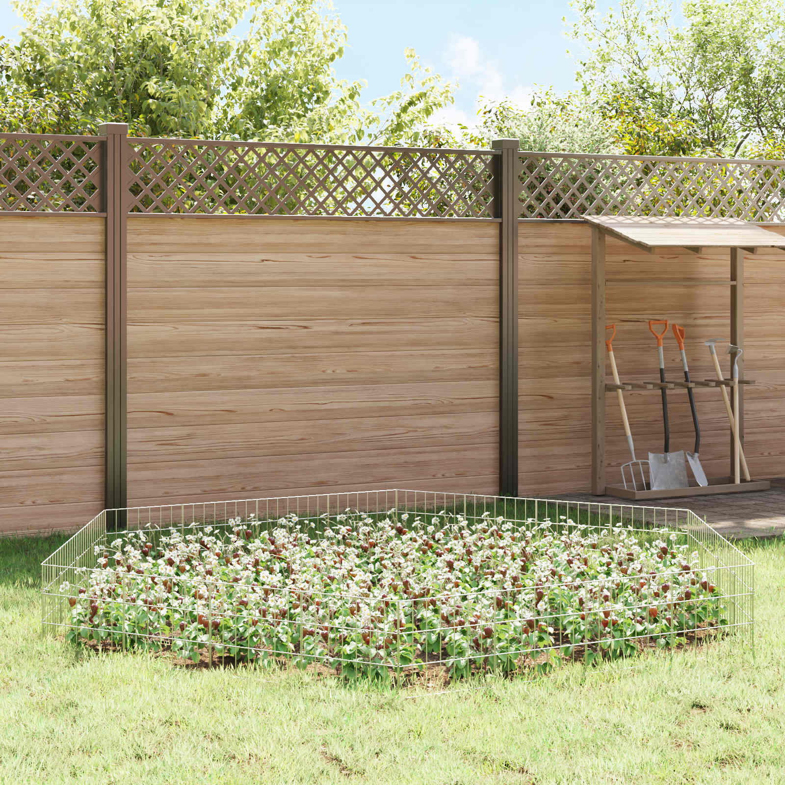 Cerca de jardim com estacas 48 unid. 35 x 30 cm aço galvanizado