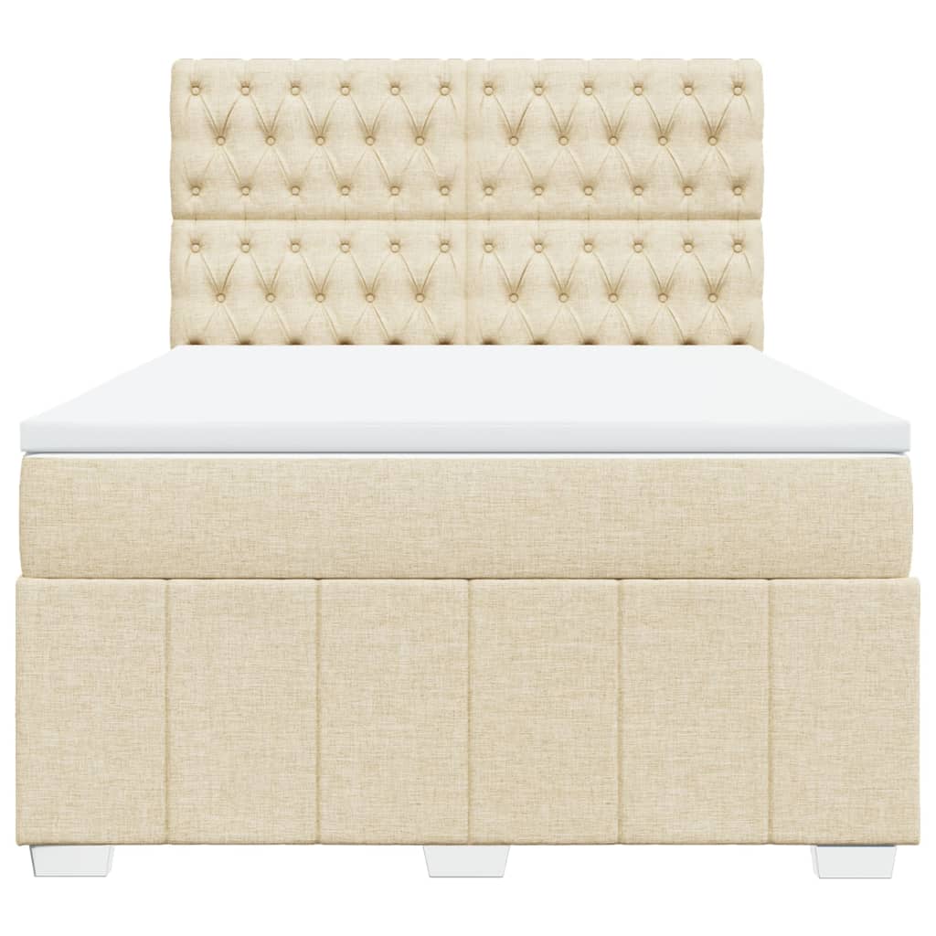 Cama com molas/colchão 140x190 cm tecido cor creme