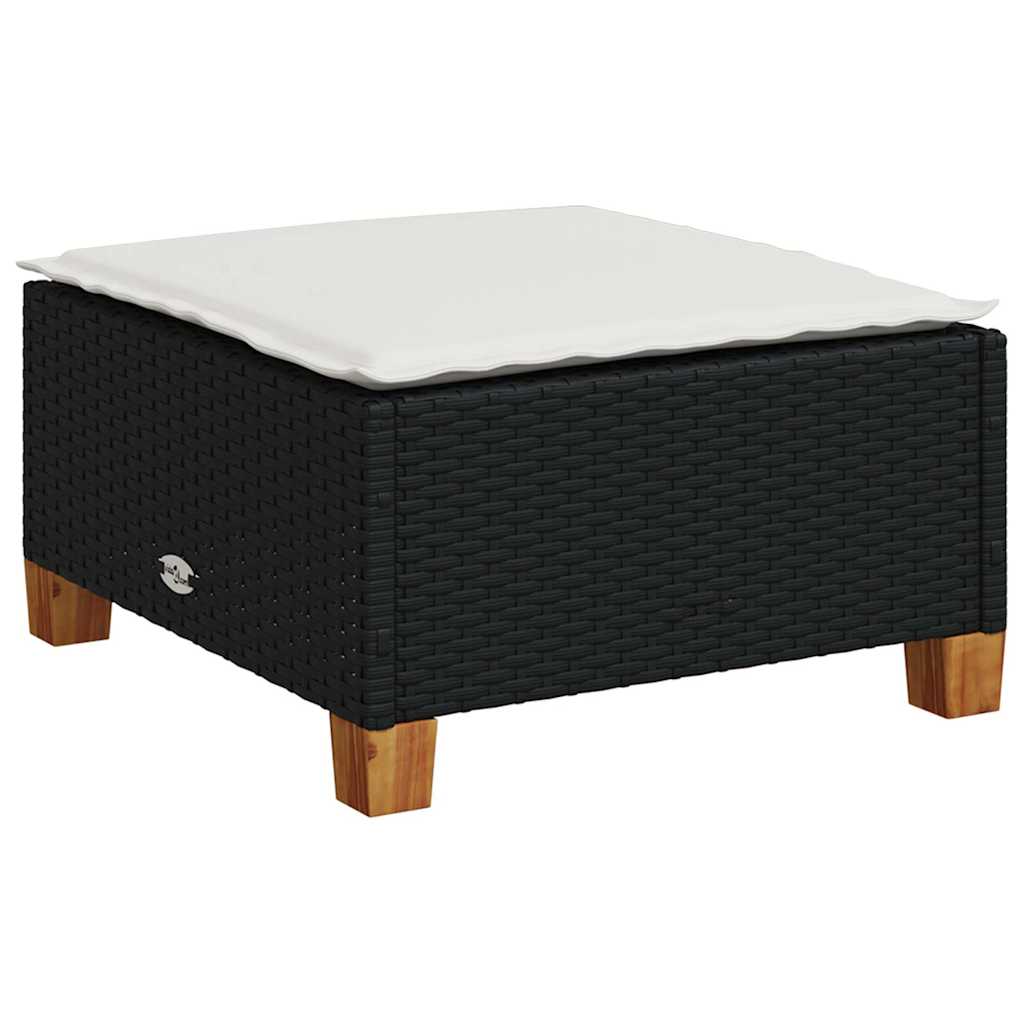5 Pcs conjunto sofás de jardim com almofadões vime PE preto