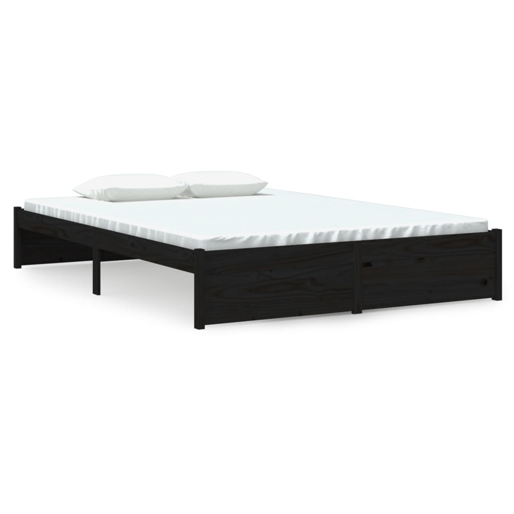 Estrutura de cama 140x190 cm madeira maciça preto