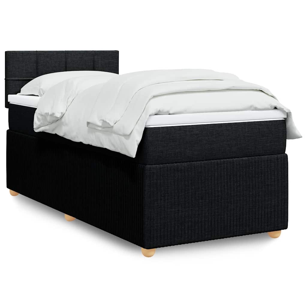 Cama com molas/colchão 90x200 cm tecido preto