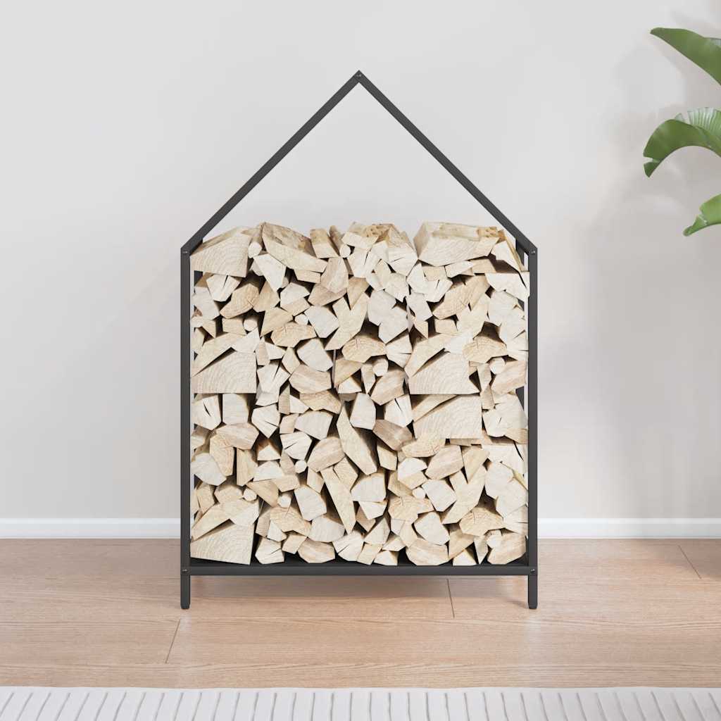 Suporte para lenha 60x25x90 cm aço laminado a frio preto