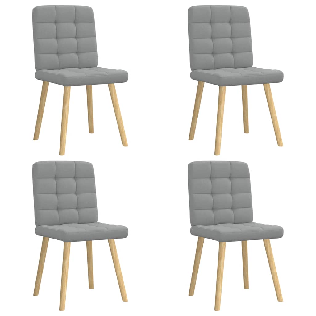 Cadeiras de jantar 4 pcs tecido cinzento-claro
