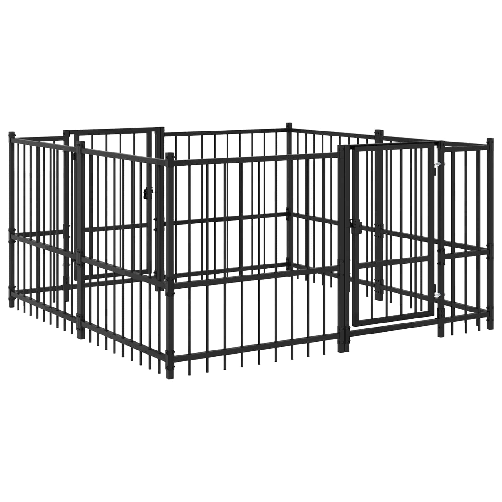 Cercado para cães ao ar livre preto 192 x 192 x 100 cm aço