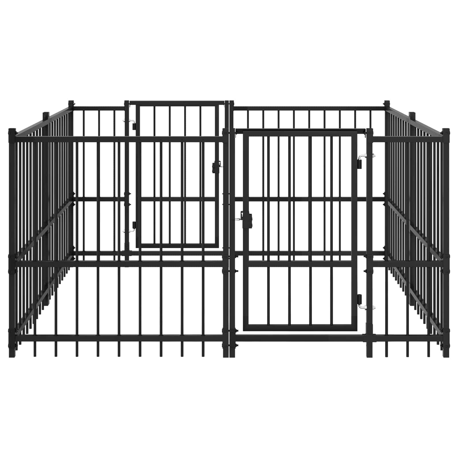 Cercado para cães ao ar livre preto 192 x 192 x 100 cm aço