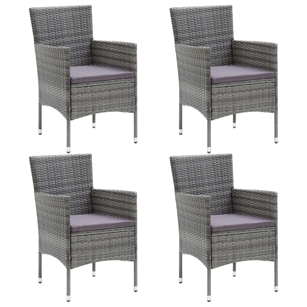 Cadeiras de jantar para jardim 4 pcs vime PE cinzento