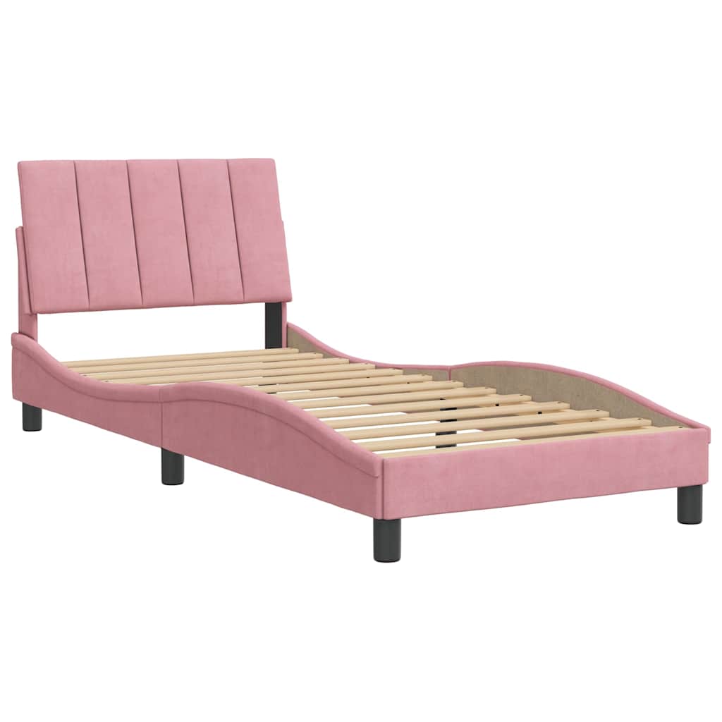 Estrutura de cama sem colchão hanko 80x200 cm veludo rosa