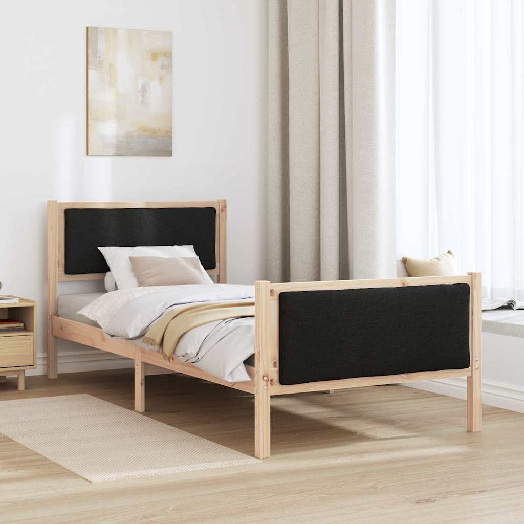 Estrutura da cama com cabeceira preto 90 x 190 cm tecido