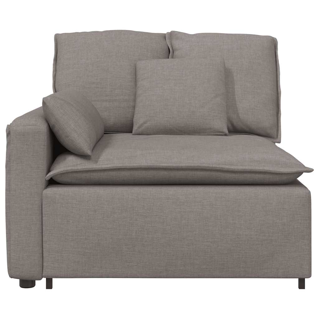 Módulo de extremidade de apoio de braço para sofá modular com almofadas, cor taupe, 100 cm
