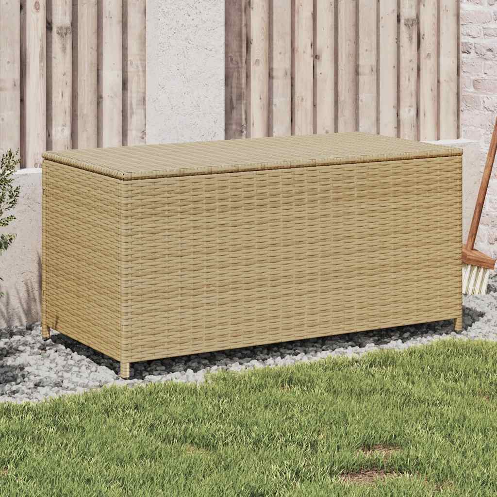 Caixa de arrumação para jardim 190l vime PE bege misturado