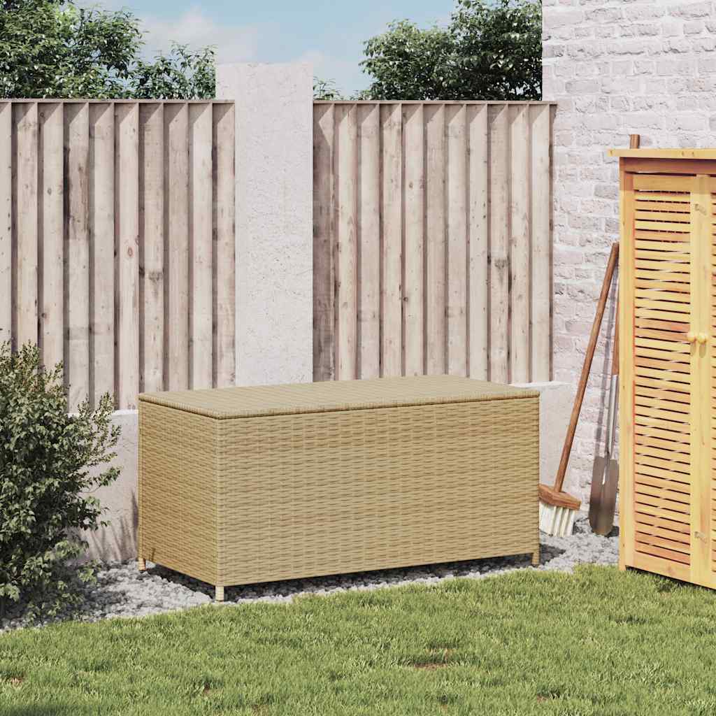 Caixa de arrumação para jardim 190l vime PE bege misturado