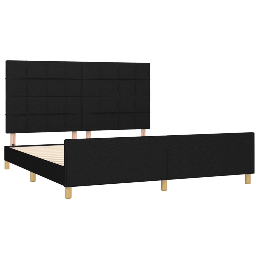 Estrutura de cama sem colchão 160x200 cm tecido preto