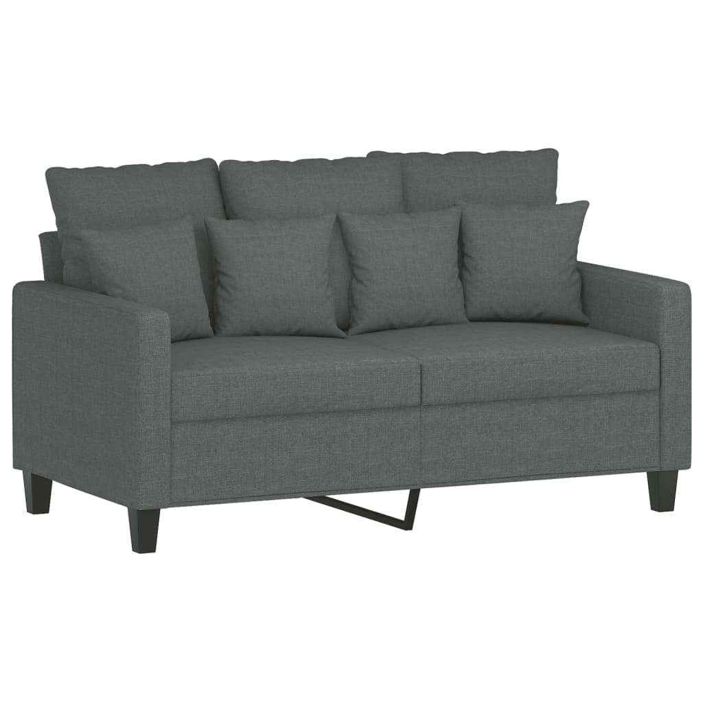 2 Pcs conjunto de sofás com almofadões tecido cinzento-escuro