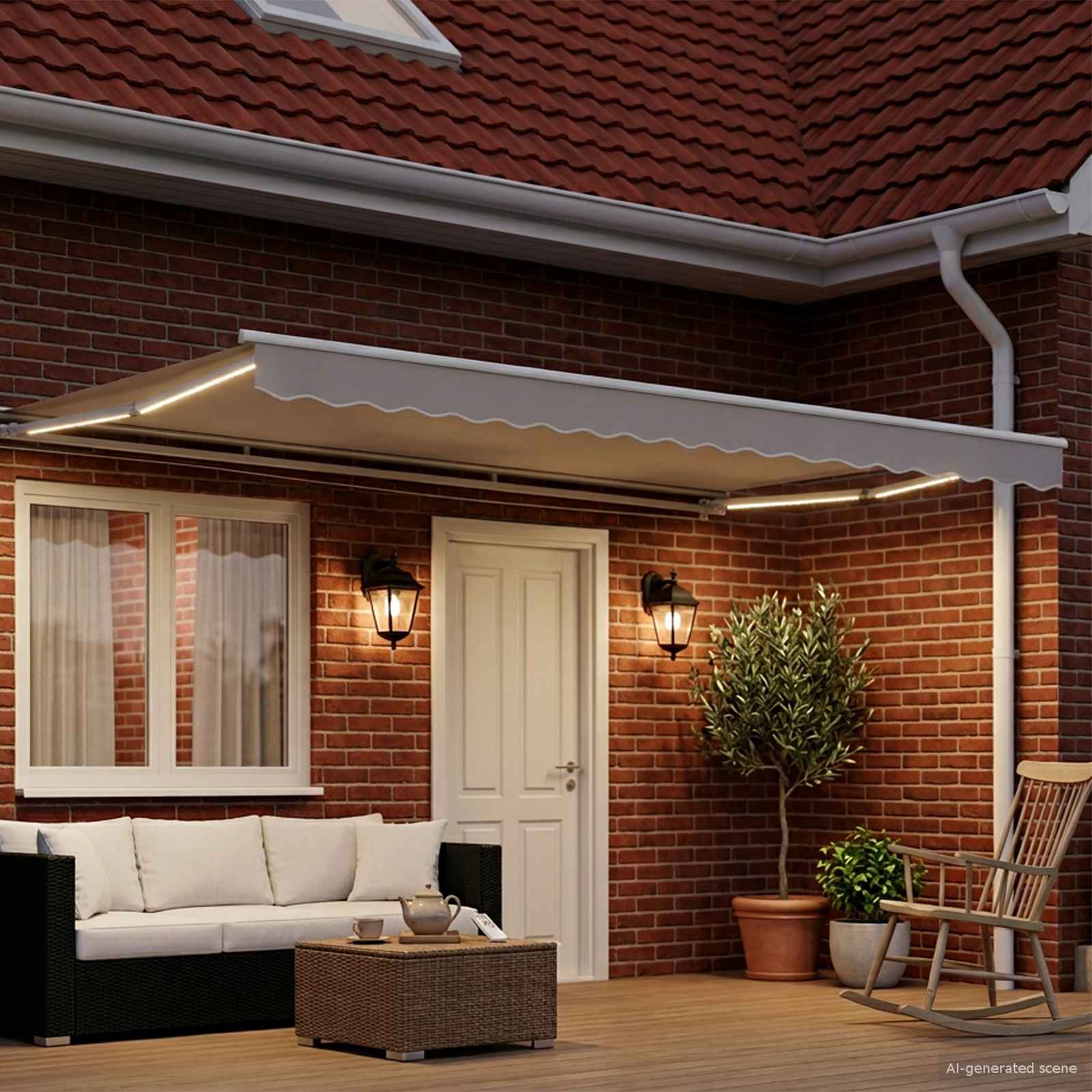 Moldura de toldo elétrico com leds branco 5 x 3 m alumínio