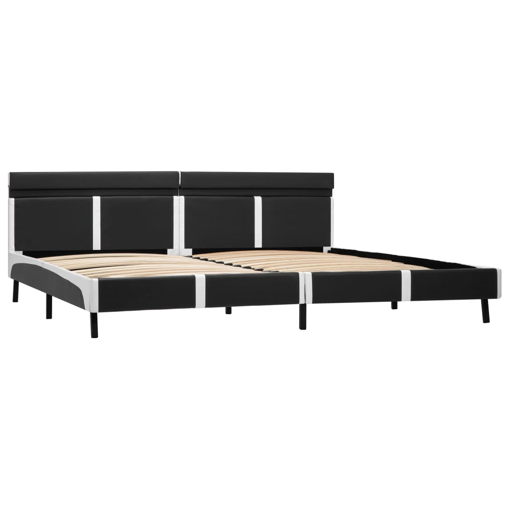 Estrutura de cama c/ LED 180x200 cm couro artificial cinzento