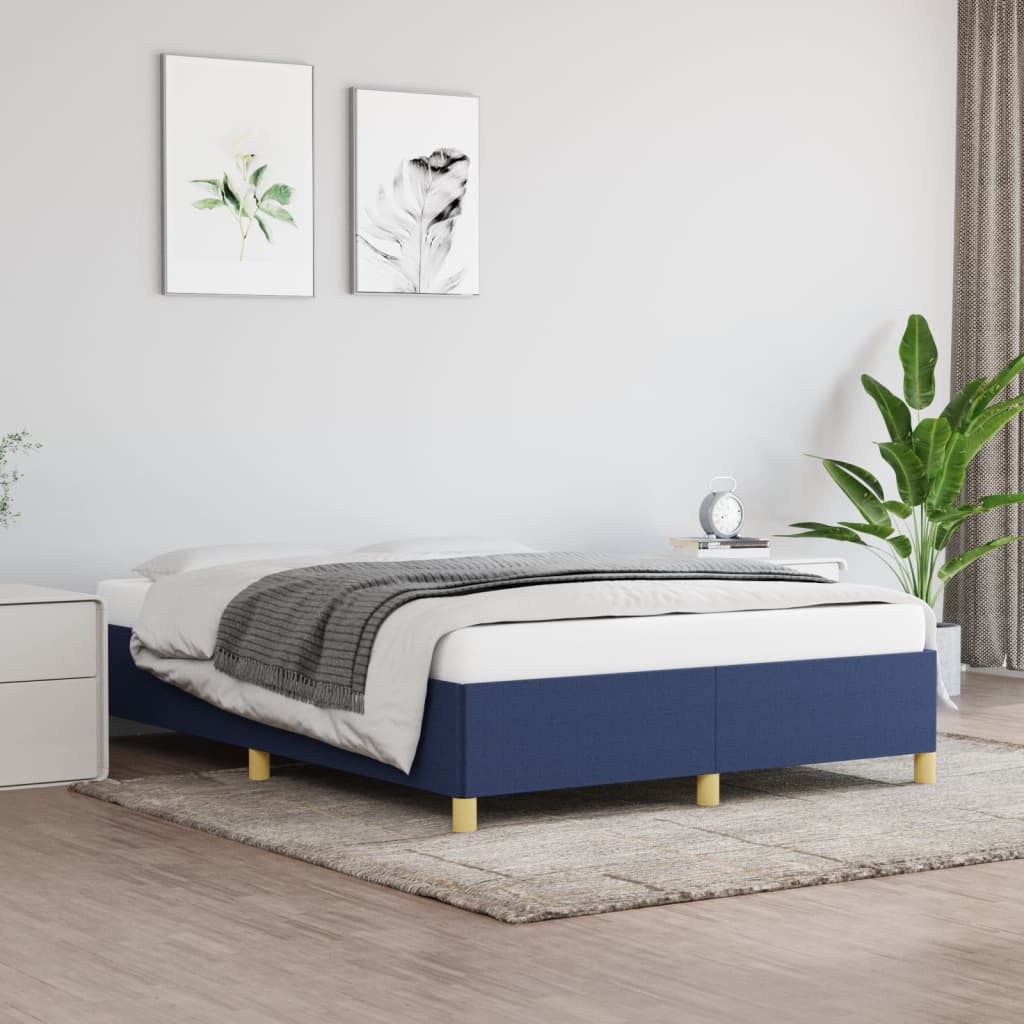 Estrutura de cama sem colchão 140x200 cm tecido azul