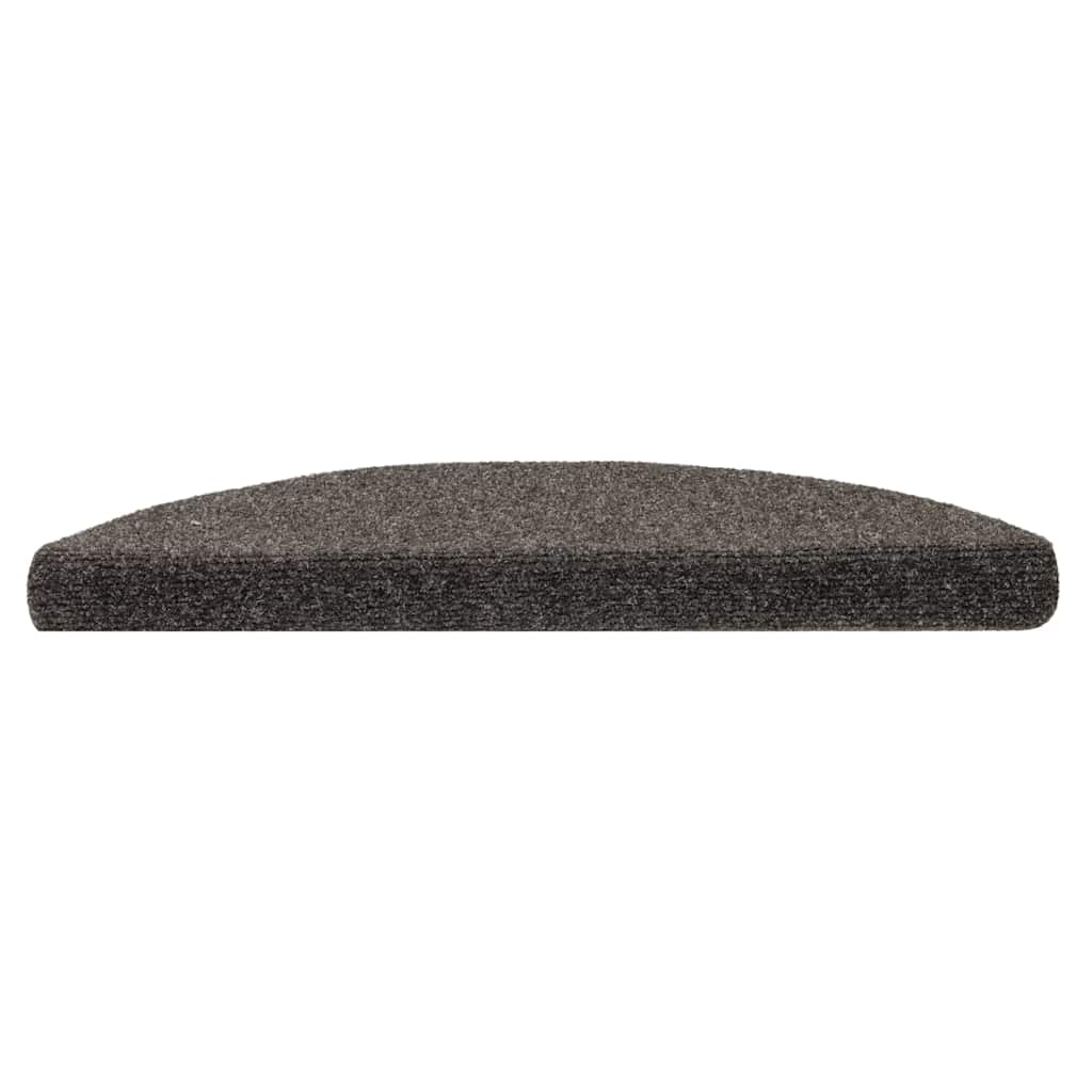 Tapetes de escada autoadesivos 10 peças 56x17x3 cm antracite meia-lua