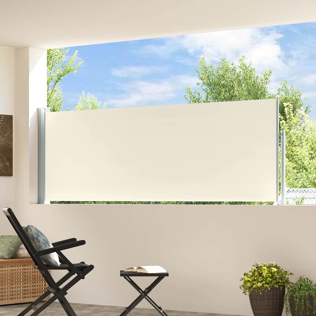 Toldo lateral retrátil para pátio 100x300 cm creme
