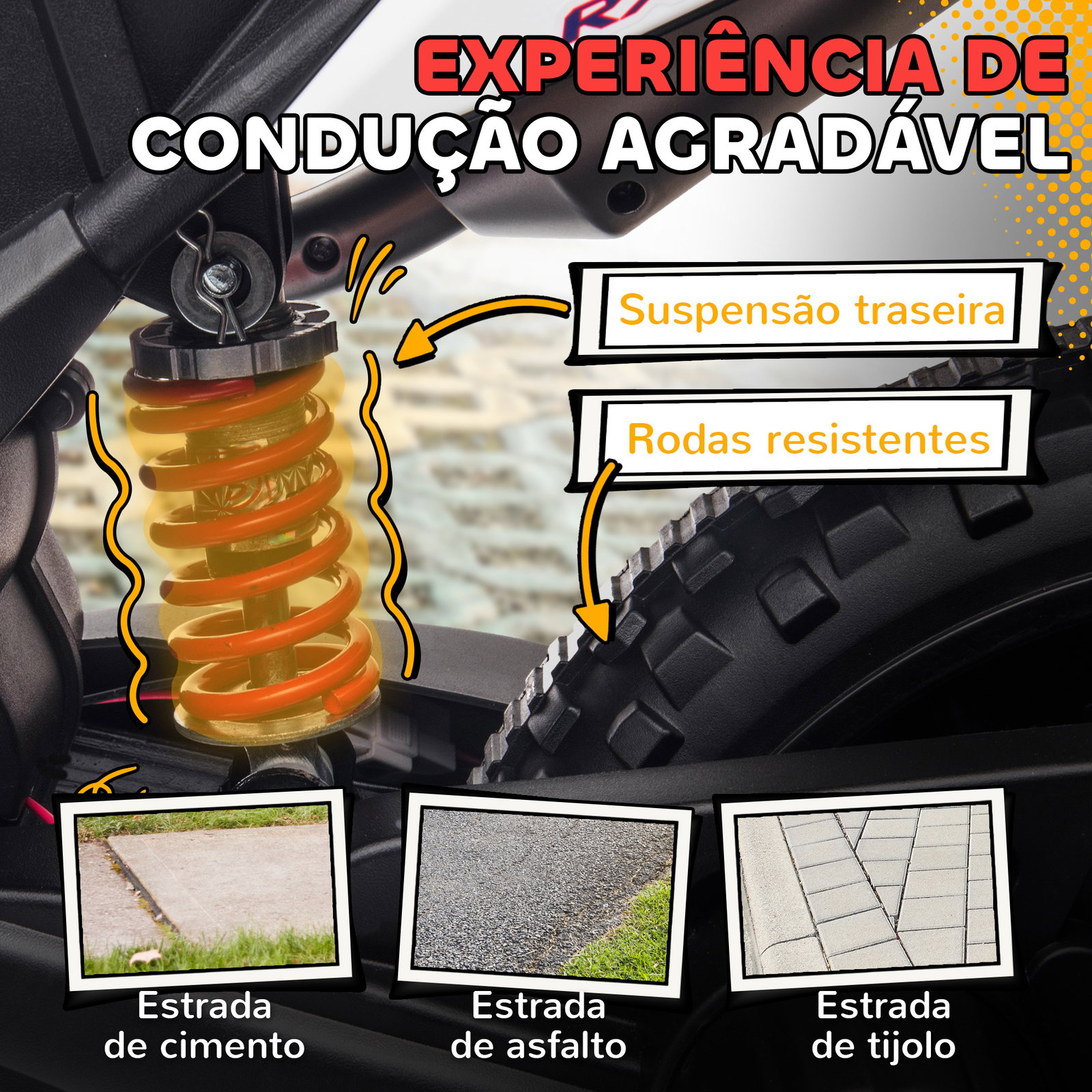 Mota elétrica infantil aprilia 12v rodas de apoio farol música porta USB amortecedor branco