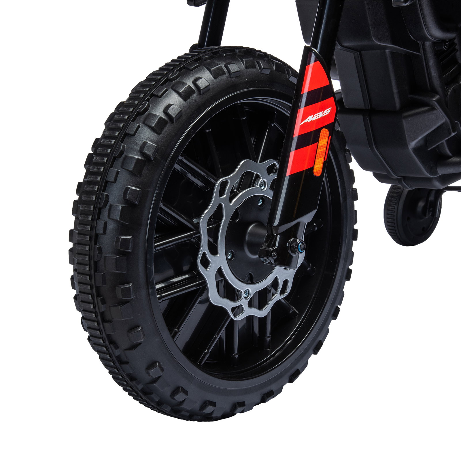 Mota elétrica infantil aprilia 12v rodas de apoio farol música porta USB amortecedor branco