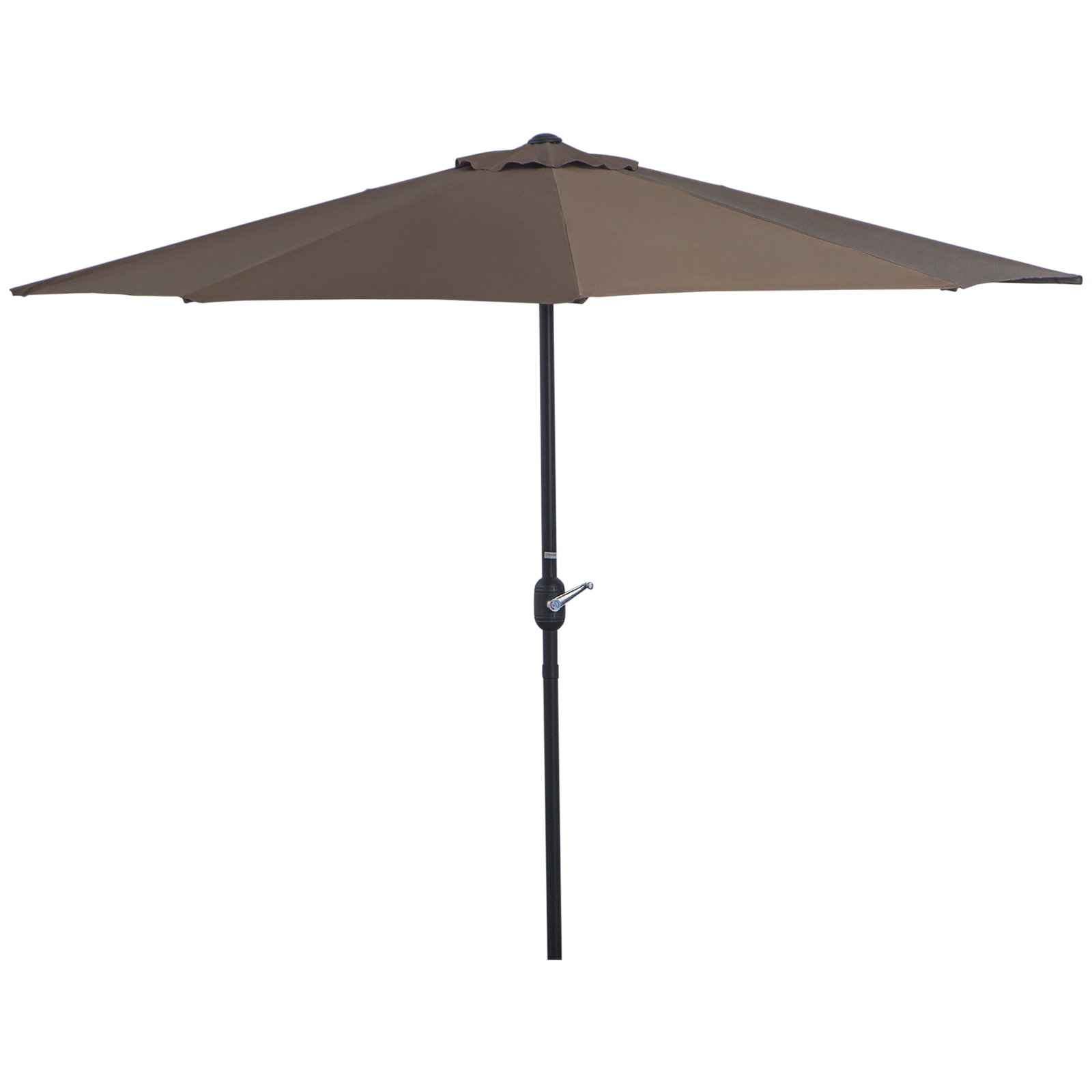 Guarda-sol 269x138x236 cm com manivela e forma semicircular de poliéster 180 g/m² para jardim, terraço, piscina e café