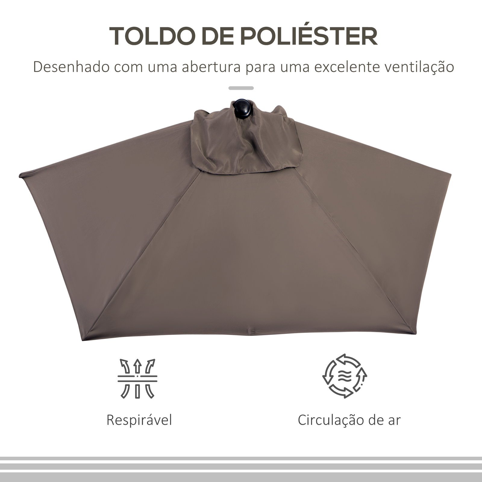 Guarda-sol 269x138x236 cm com manivela e forma semicircular de poliéster 180 g/m² para jardim, terraço, piscina e café