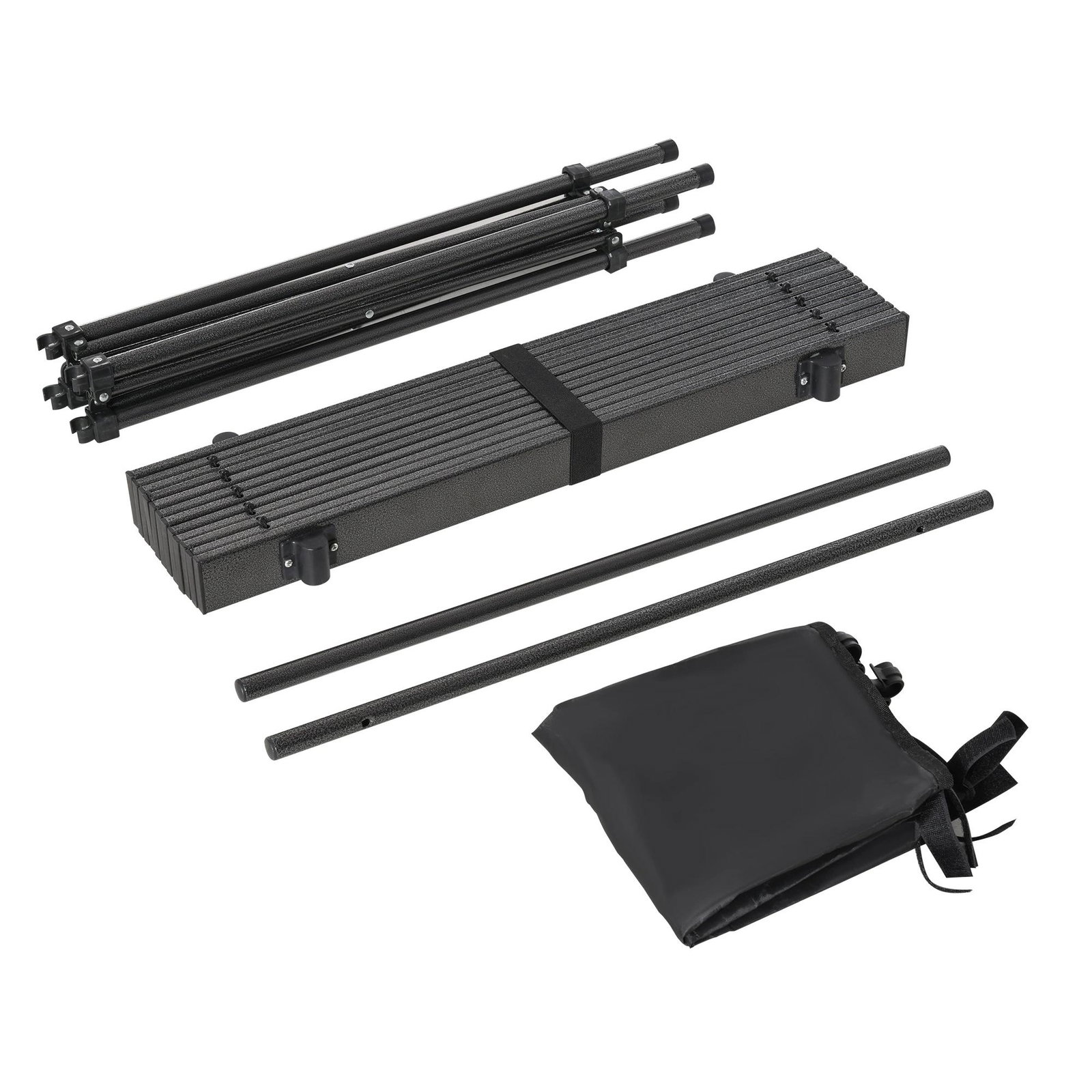Mesa de camping dobrável amplo espaço de armazenamento com malha e bolsa de transporte 70x70x69 cm preto