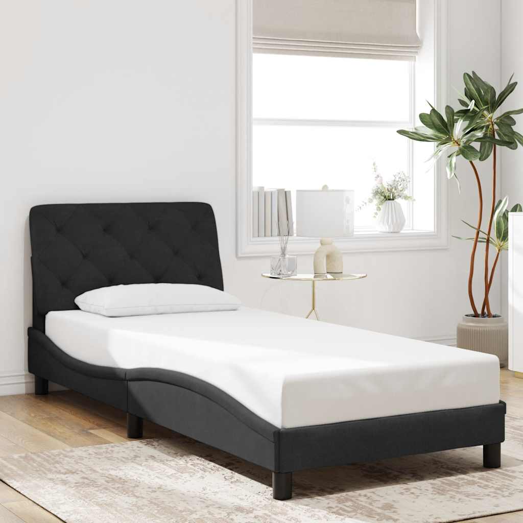 Estrutura de cama sem colchão 80x200 cm veludo preto
