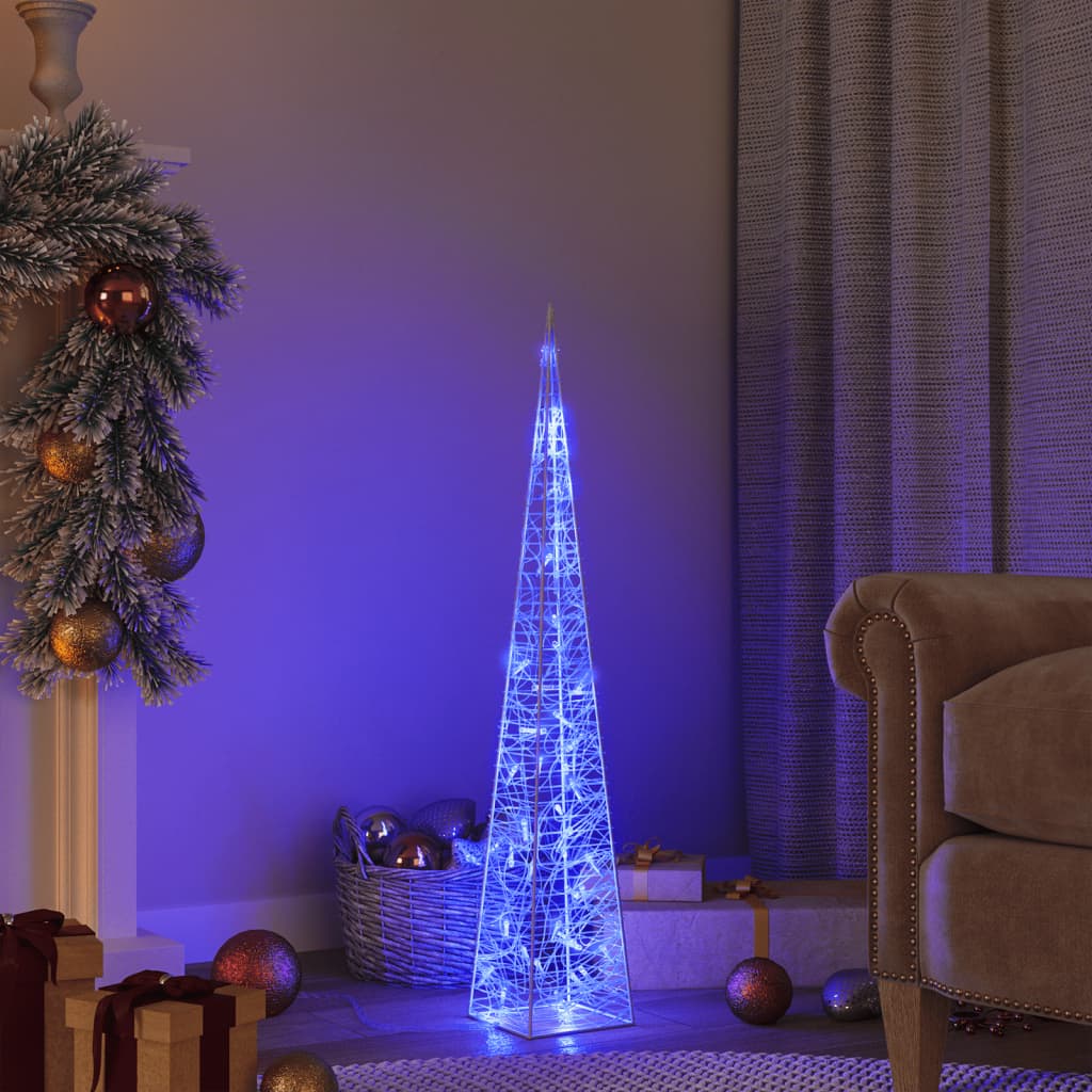 Cone de iluminação decorativo c/ leds azuis acrílico 90 cm
