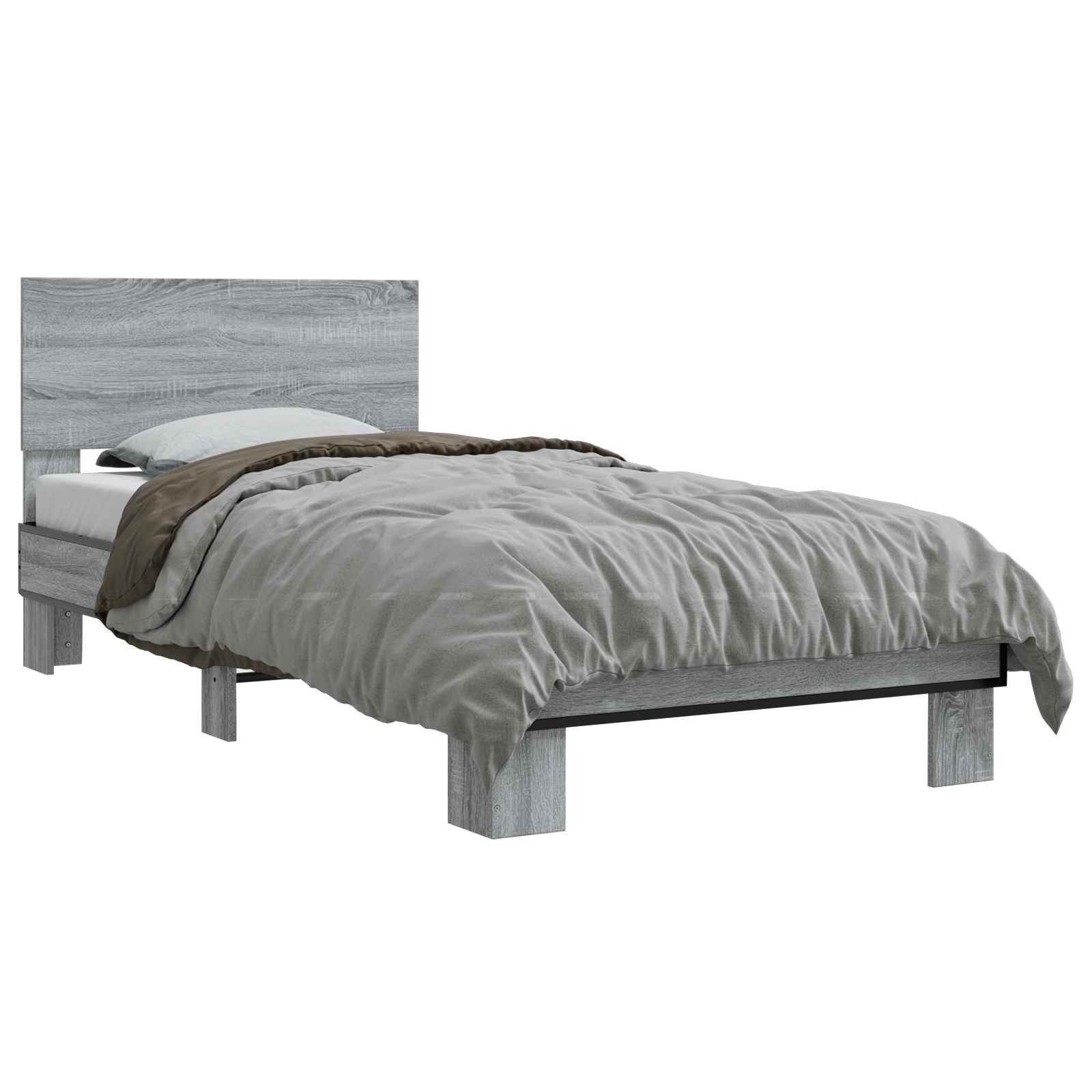 Estrutura de cama com cabeceira sonoma cinzento 80 x 200 cm