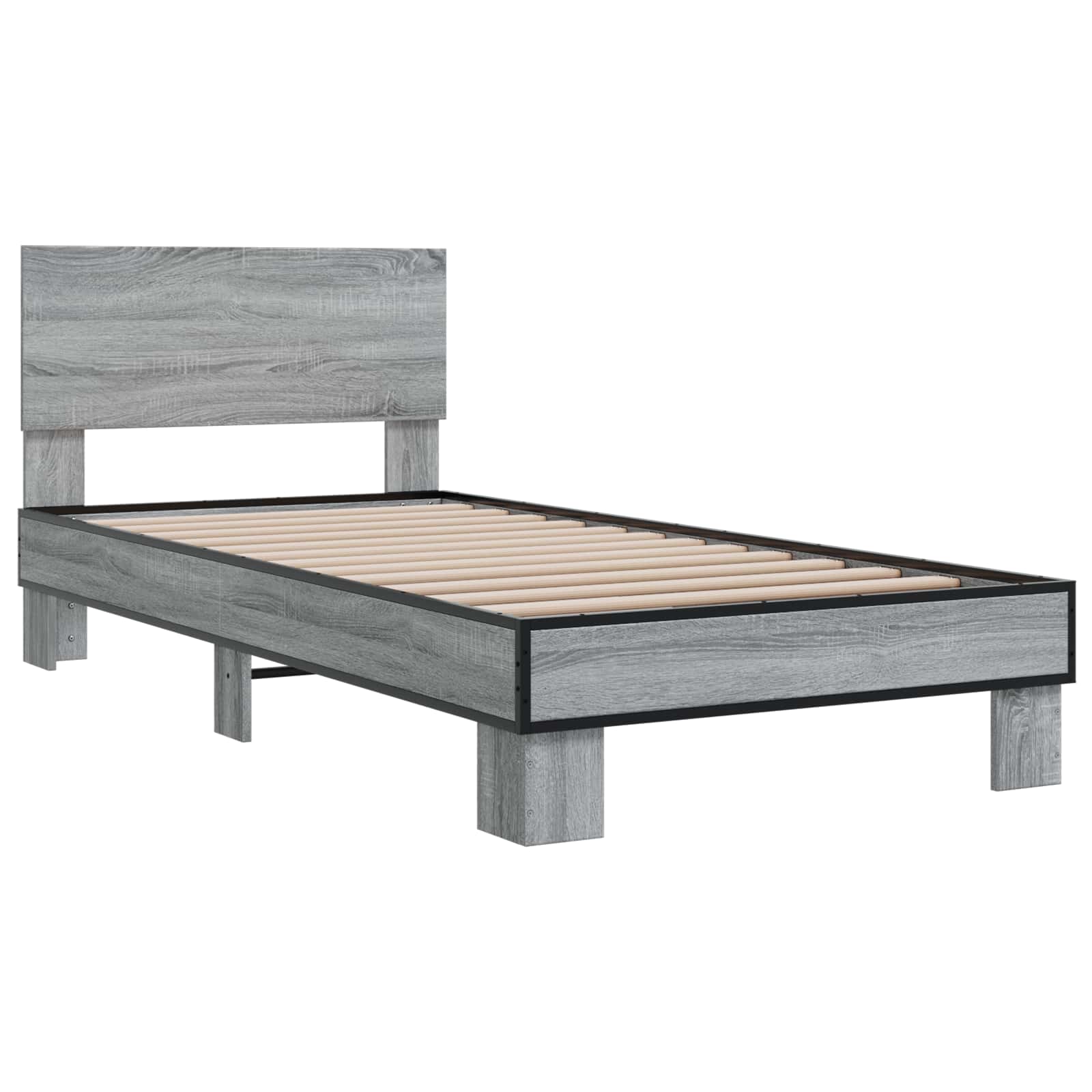 Estrutura de cama com cabeceira sonoma cinzento 80 x 200 cm