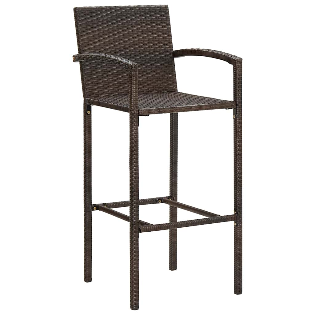 5 Pcs conjunto de bar p/ jardim acácia maciça/vime PE castanho