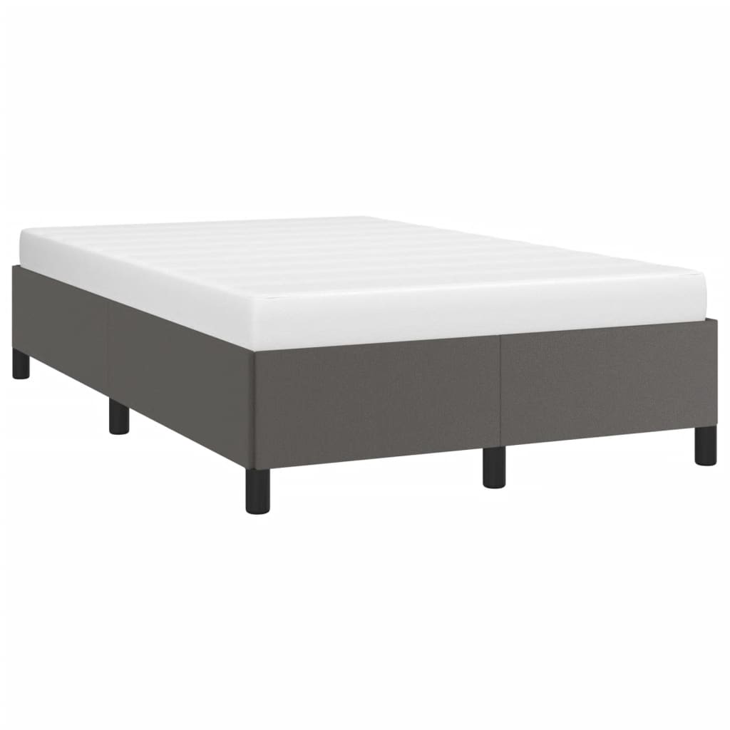 Estrutura de cama sem colchão 120x190cm couro do falso cinzento