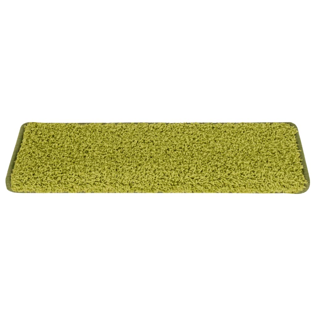 Tapetes de escada 15 peças 65x21x4 cm verde com borda retangular