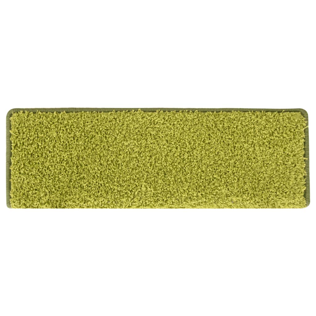 Tapetes de escada 15 peças 65x21x4 cm verde com borda retangular