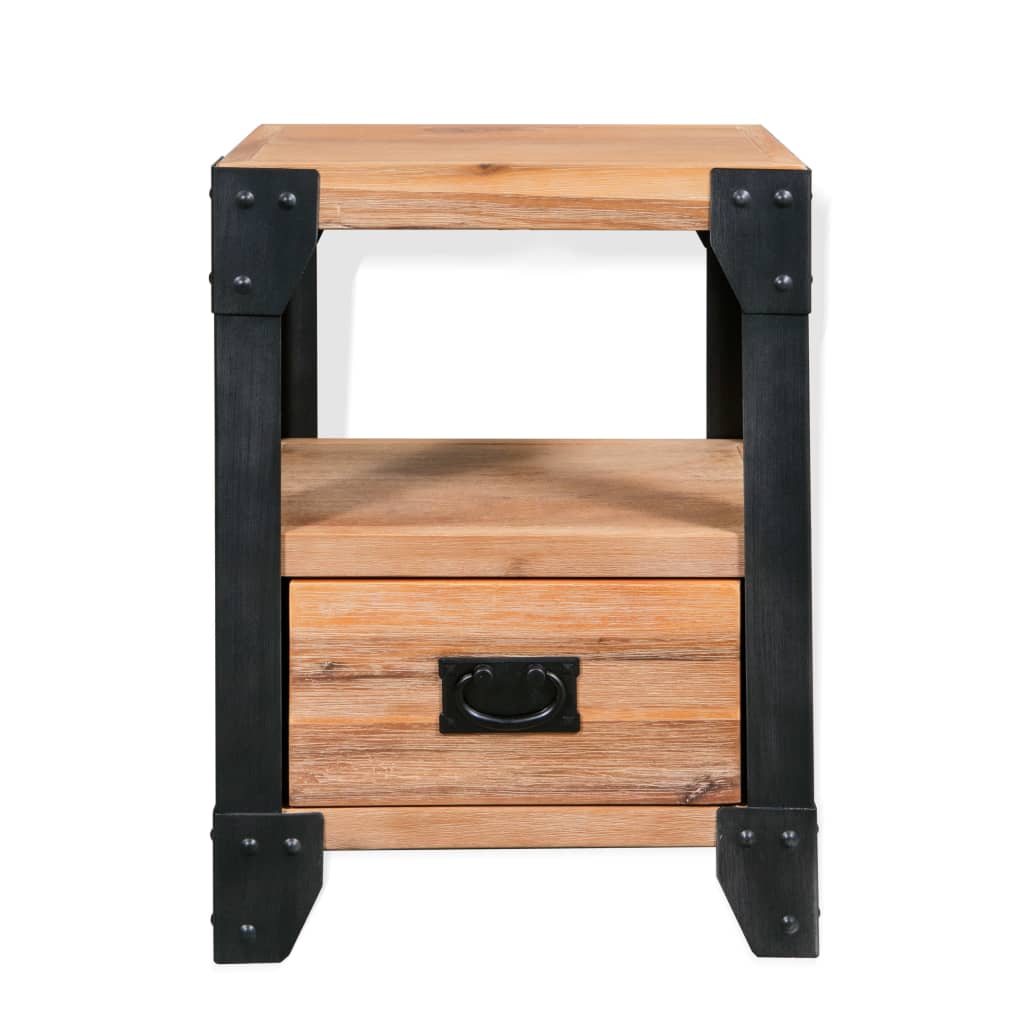 Mesa de cabeceira 40x30x54 cm madeira de acácia maciça e aço