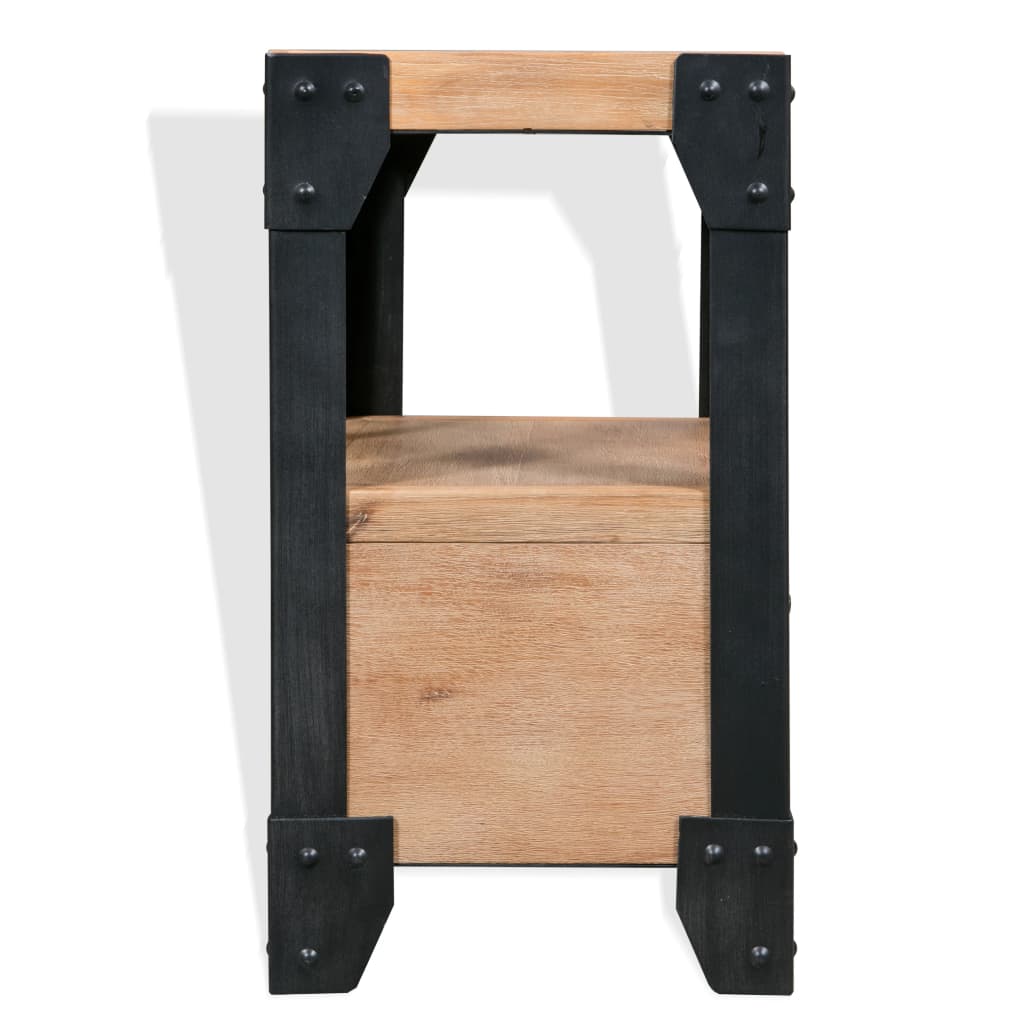 Mesa de cabeceira 40x30x54 cm madeira de acácia maciça e aço
