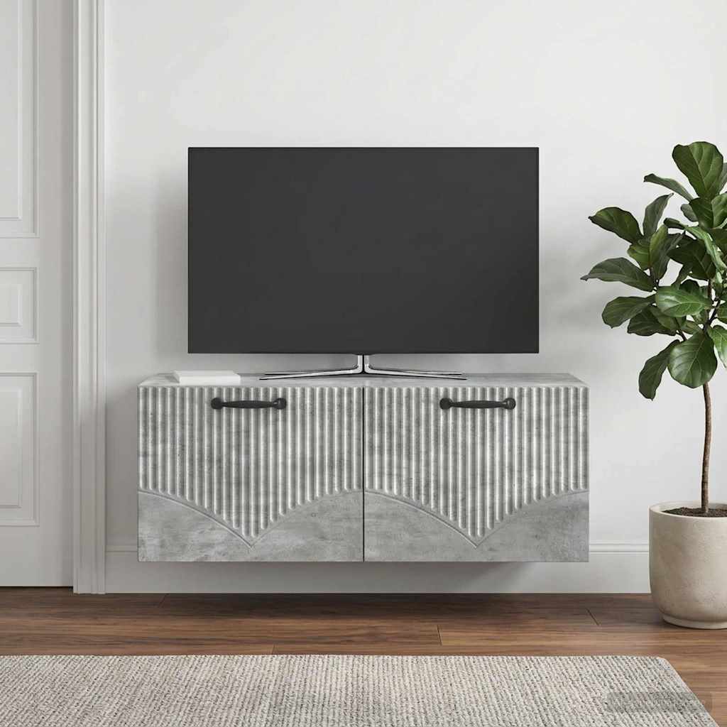 Gabinete de TV de parede cinzento cimento 78,5 x 31 x 30 cm