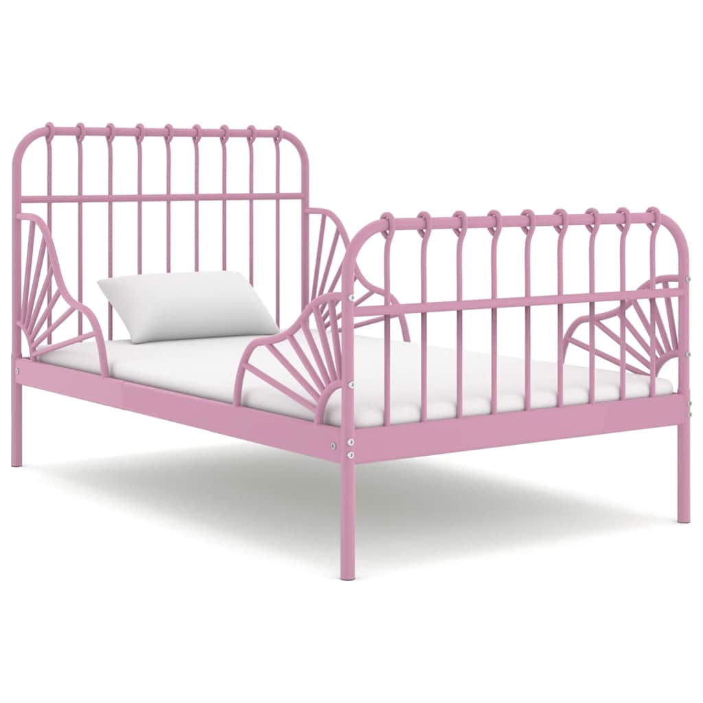 Estrutura de cama extensível em metal rosa 80x130/200 cm