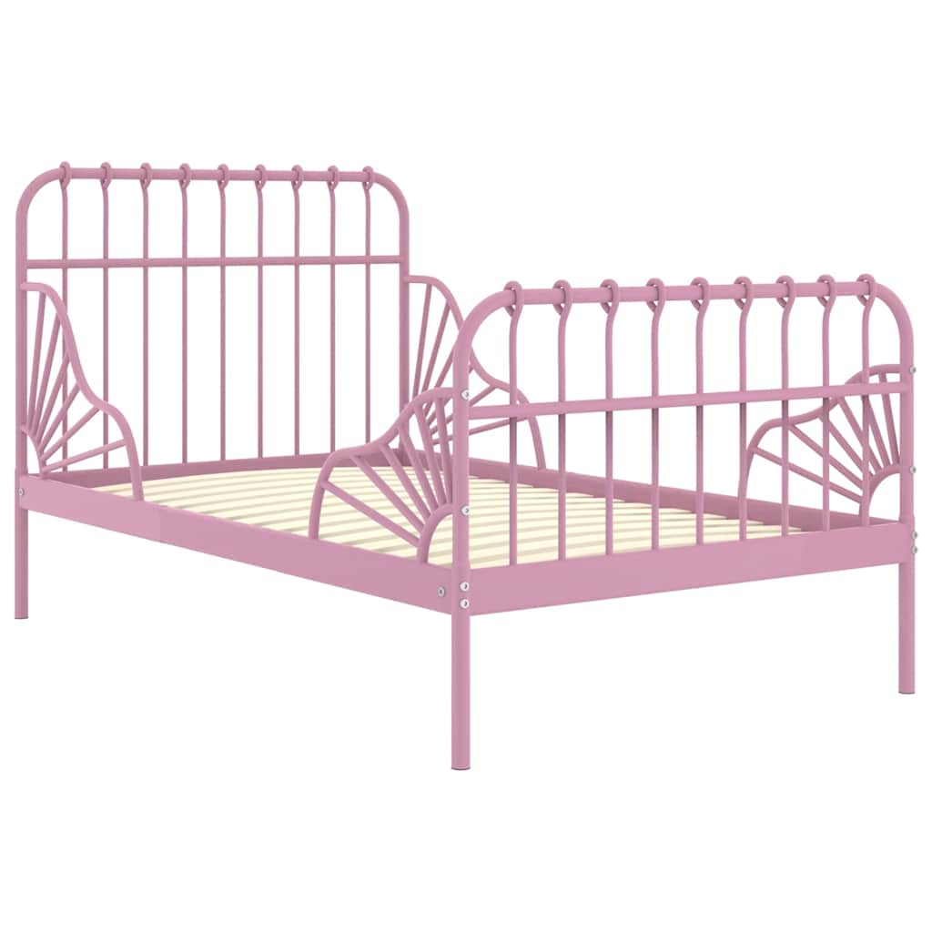 Estrutura de cama extensível em metal rosa 80x130/200 cm