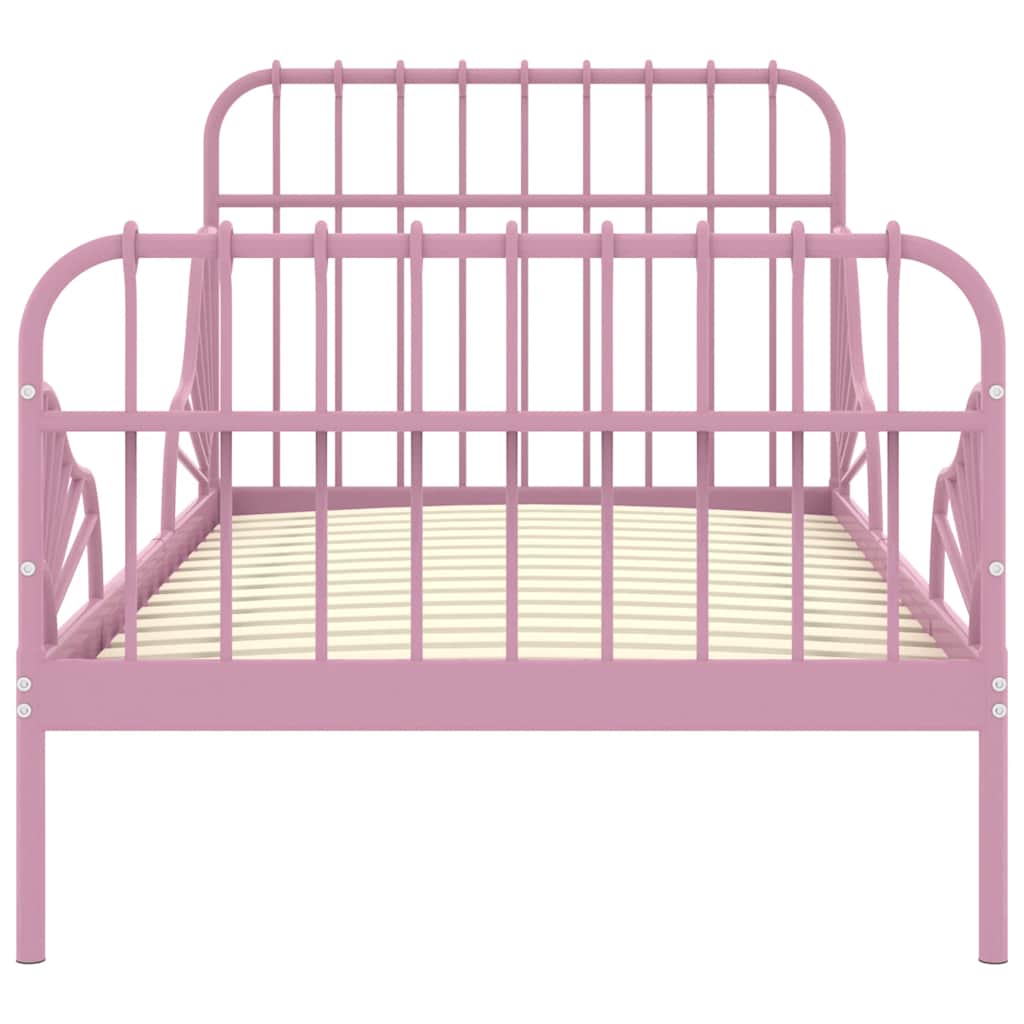 Estrutura de cama extensível em metal rosa 80x130/200 cm