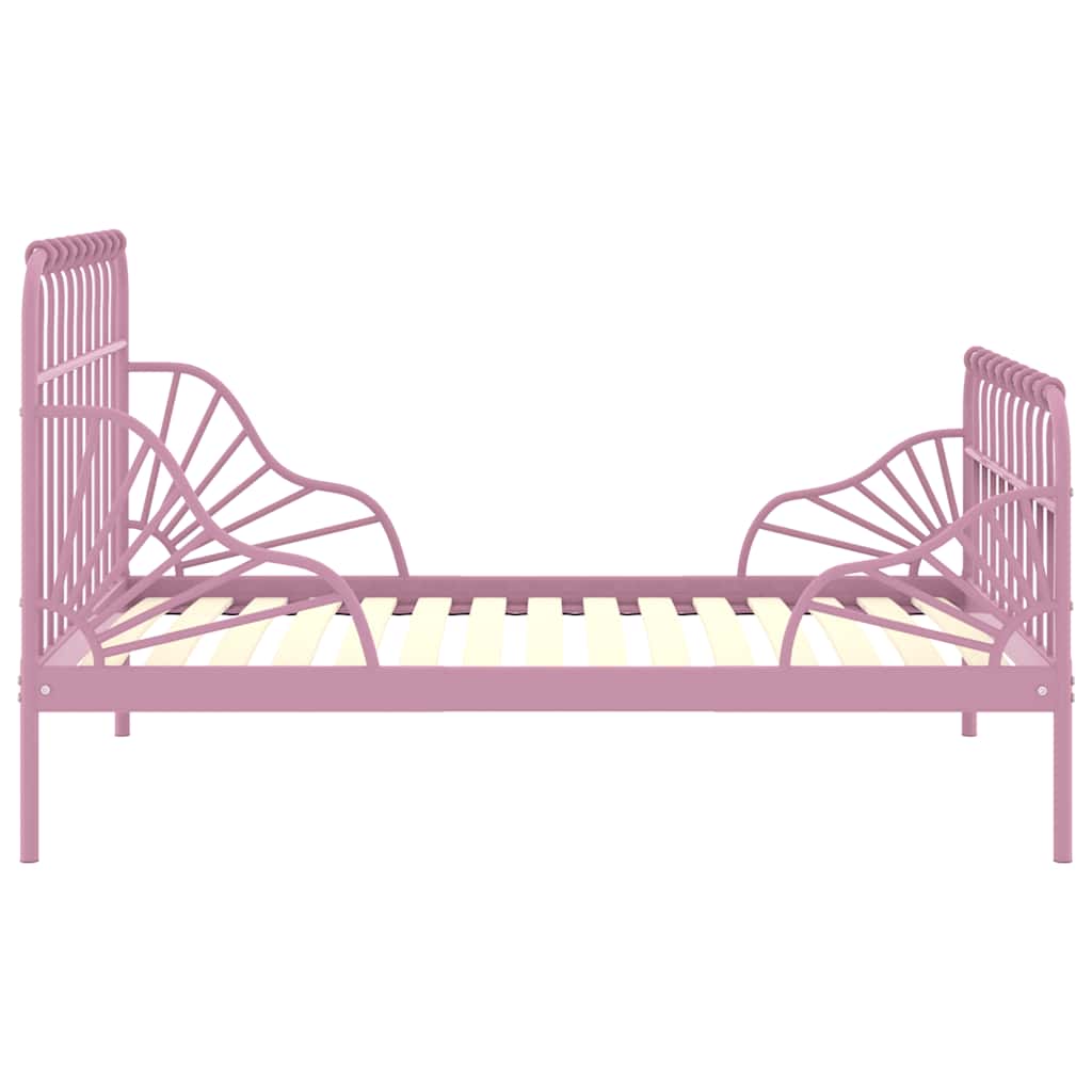Estrutura de cama extensível em metal rosa 80x130/200 cm