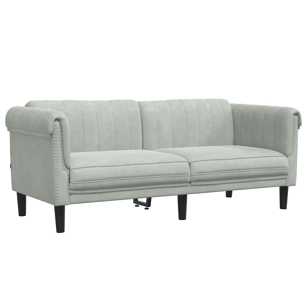 2 Pcs conjunto de sofás veludo cinzento-claro