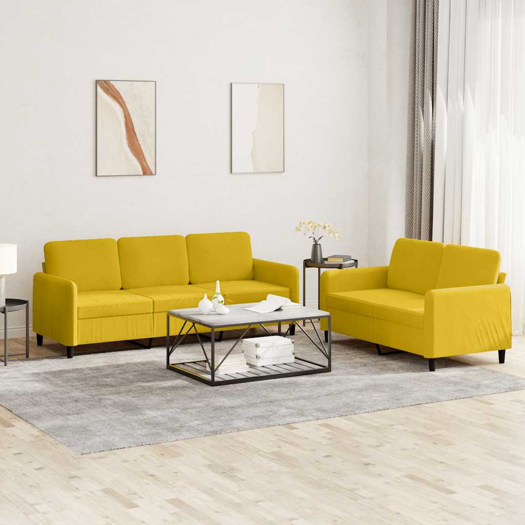 2 Pcs conjunto de sofás veludo amarelo
