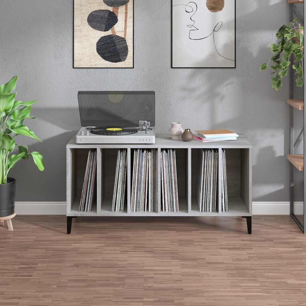 Armário p/ discos 100x38x48cm derivados madeira cinzento sonoma