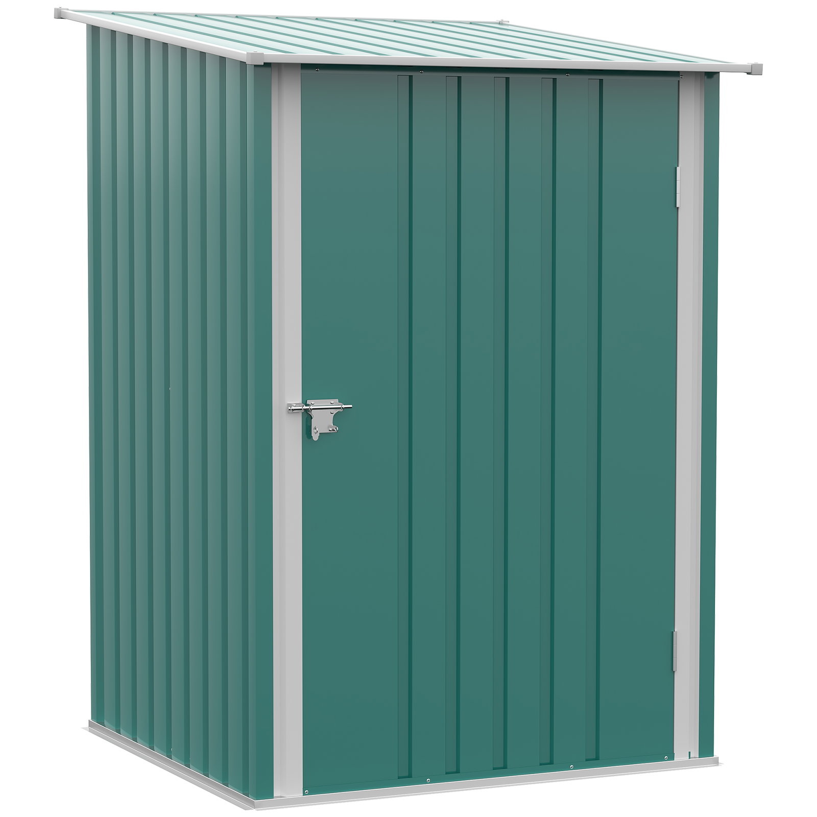 Abrigo de jardim de aço galvanizado com porta fechadura e teto inclinado 0,92 m² 100x103x160cm verde