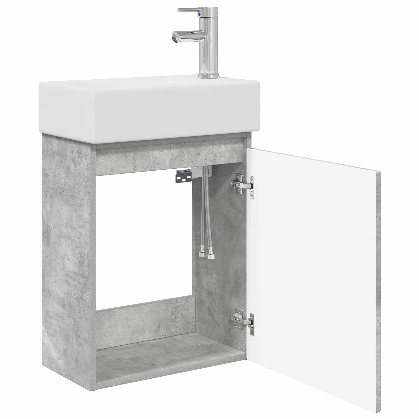 Conjunto de móveis de banheiro com torneira cinzento cimento