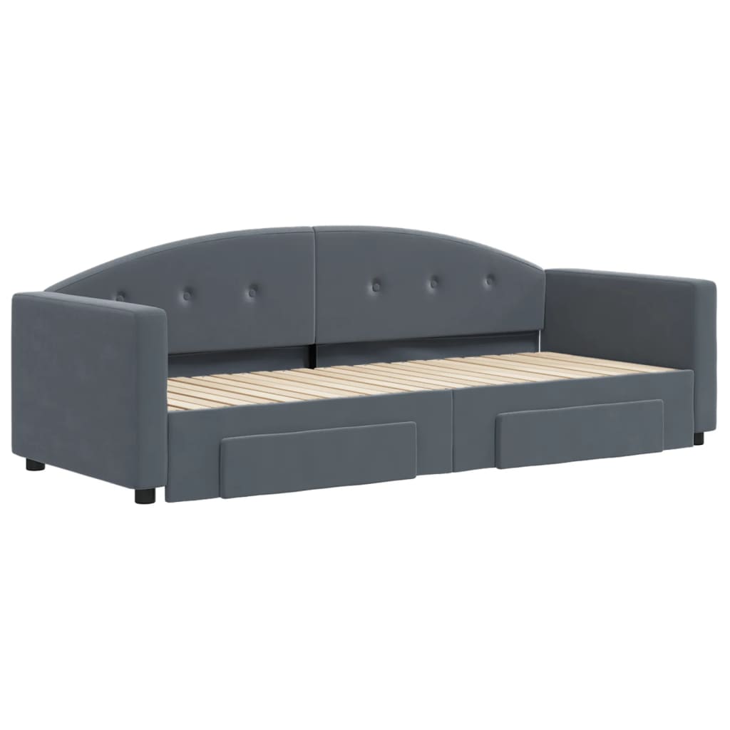 Sofá-cama c/ gavetão e gavetas 80x200 cm veludo cinzento-escuro