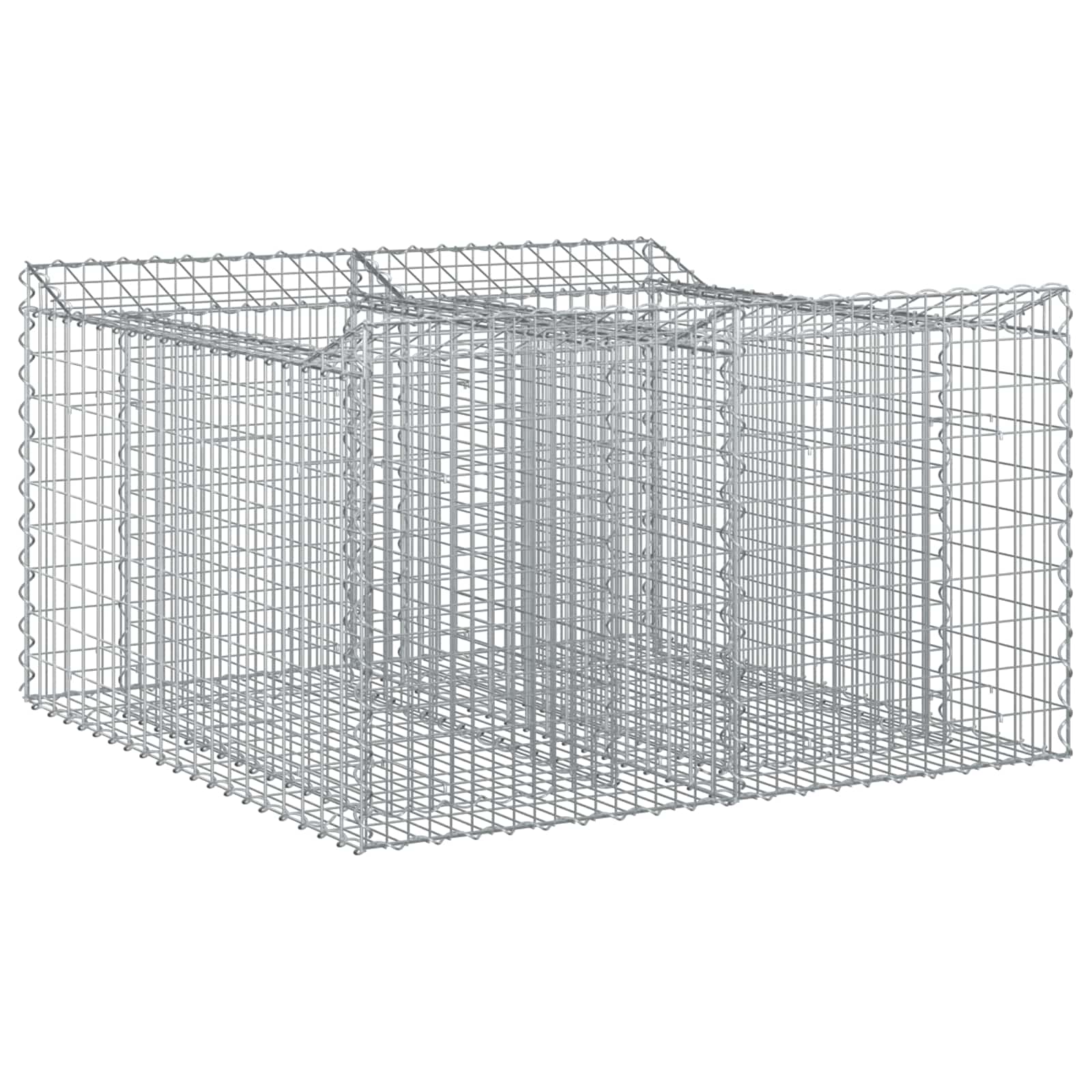 Cama elevada de gabião prateado