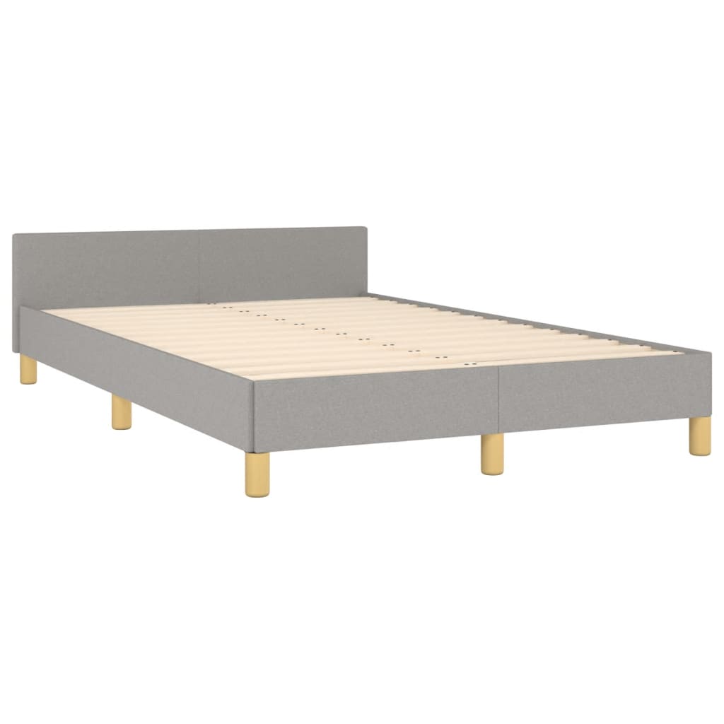Estrutura de cama sem colchão cinza claro tecido